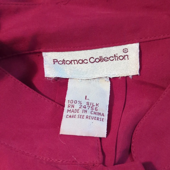Potomac Collection sz L Vintage 100% Silk Buttons Down Tunic Top / Blouse - Picture 6 of 6